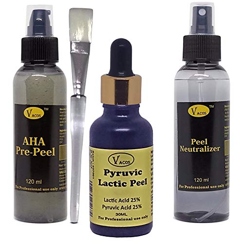 Vacos Pyruvic Lactic Peel 30ml, Pyruvic Acid 25%, Lactic Acid 25%, Pre Peel and Neutralizer Chemical Peel Skin PEEL Whitening, Wrinkle Removal, Pigmentation, Scars, Marks, Spots, Melasma