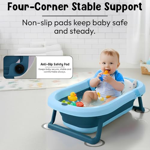 Image of StarAndDaisy Bath Tub for Baby 0-3 Years /Foldable Bath tub for Kids with Cushion, Space Saving Design, Newborn Baby Folding Bathing Tub Girls & Boys, Easy to Store -Sky Blue.