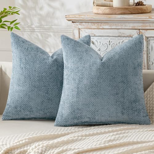 Image of MIULEE Decorative Coastal Blue Euro Sham Pillow Covers 26x26 Inch 2 Pack