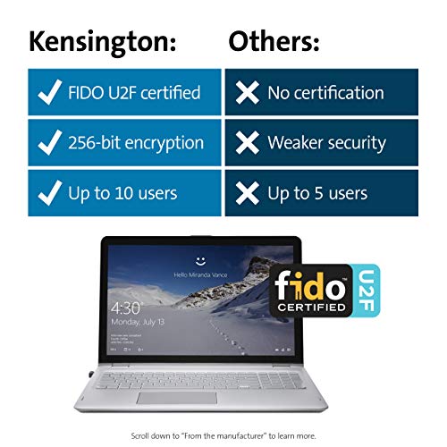 Kensington Verimark Usb Fingerprint Key Reader - Windows Hello, Fido U2F, Anti-Spoofing (K67977Ww),Black #TOP6
