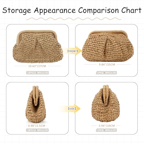 Emprier Straw Clutch Purse for Women Cloud Dumpling Pouch Straw Crossbody Shoulder Handbag Summer Beach Woven Bag2