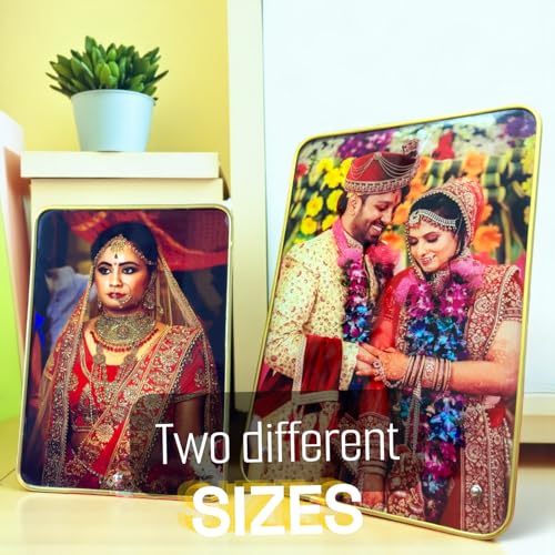 Image of Customizable Premium Photo Frame with Golden Edge | Personalized Print | High-Gloss Finish, Tabletop & Shelf Decor | A5