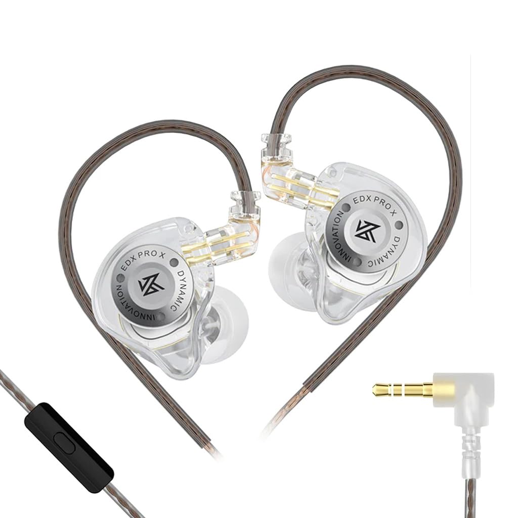 Concept Kart Kz Edx Pro X Wired Iem With Mic, 10Mm Super-Linear Dynamic Driver In-Ear Monitor, Detachable Cable Design Earphone, Professional-Grade Oxygen-Free Copper Cable. (Crystel)