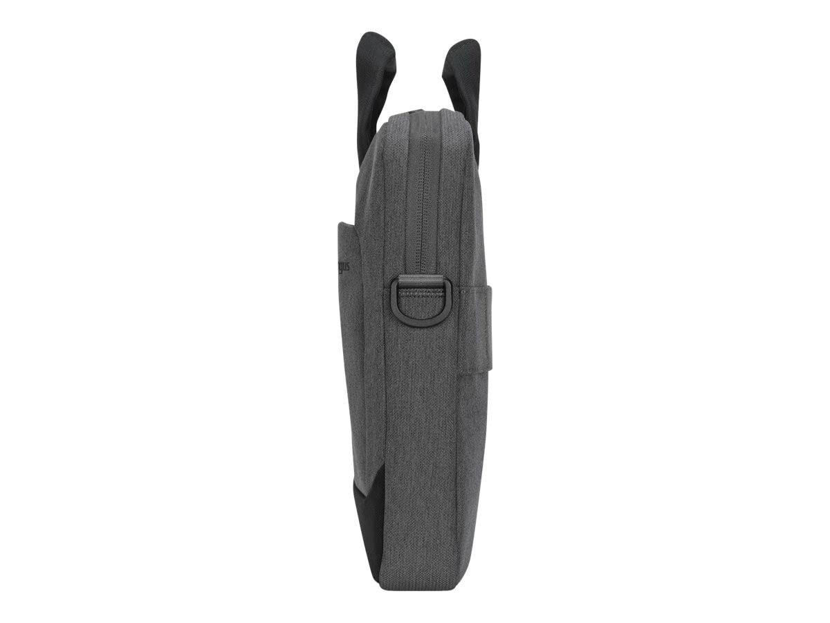 Targus TBS92602GL Funda Delgada de 14" Cypress con Ecosmart, Funda con Correa de Hombro y Asas, Funda para Ordenador Hecha con Botellas de plástico Reciclado – Gris