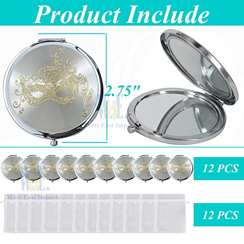 Set 12 Espejos Compactos Redondos para Maquillaje Blanco miniatura 2