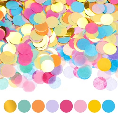 Confettis Ronds Lot de 6000 Confettis Multicolores 2,5 cm confettis biodegradables pour anniversaire, mariage, fête, décoration de table, carnaval