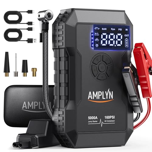 Car Battery Jump Starter with Air Compressor 160PSI,5000A 60W Portable Jump Starter Battery Pack...