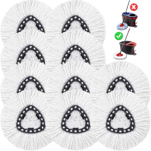 Image of 10 Pack Spin Mop Replacement Head Mop Refill Compatible with Ocedar Triangle Swivel Mops Microfiber Swivel Mop Refill,Deep Clean,Machine Washable and Easy to Replace