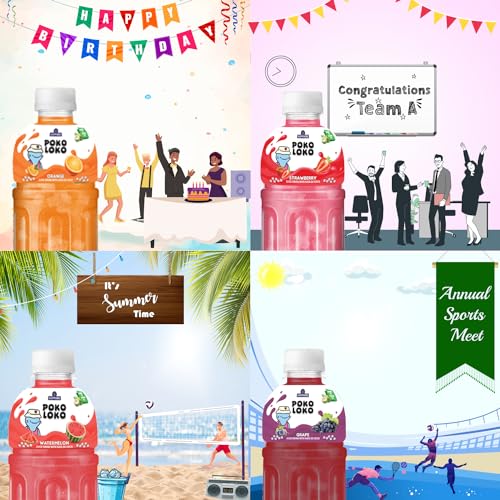 Image of Sapphire Poko Loko Assorted Flavoured Fruit Juice Drink with Nata De Coco | Refreshing Fruit Drink filled with Natural Fruit Fibres, 300ml (Pack of 6)