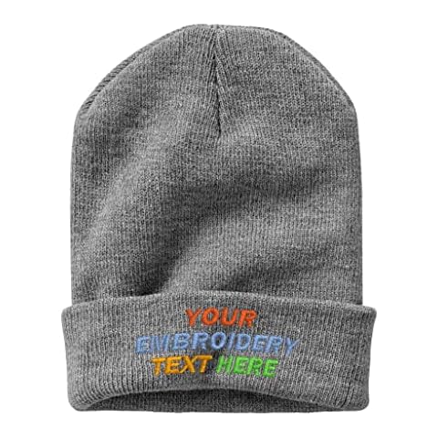Custom Beanie Hats Embroidered Personalized Embroidery Winter Beanies for Men Women Design Your Own Name Warm Text Knitted Hat Unisex Cap Gray Cover