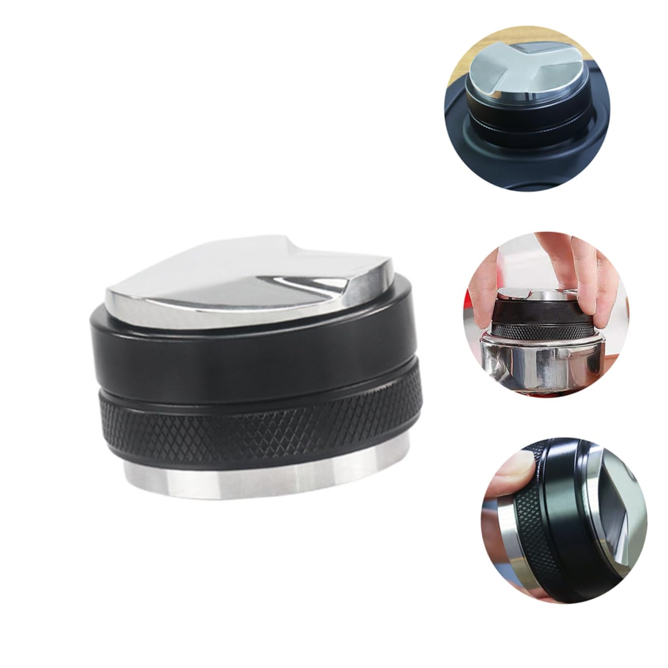 Tamper Caffè 58mm in Acciaio Inox e Lega di Alluminio Nero
