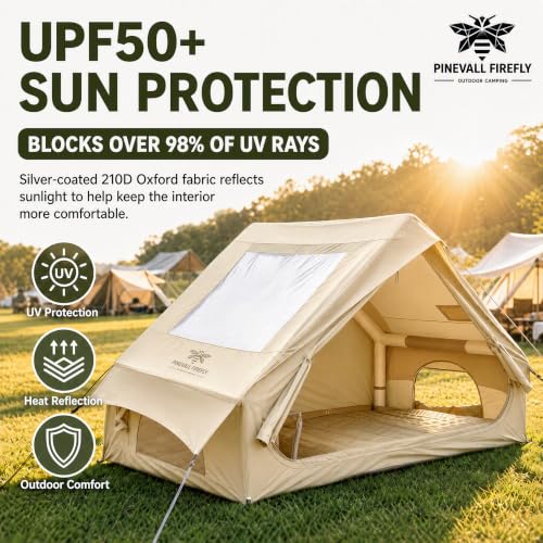 Image of 4-6 Person Inflatable Camp Tent PU2000 Water-Resistant Stove Jack AC Port