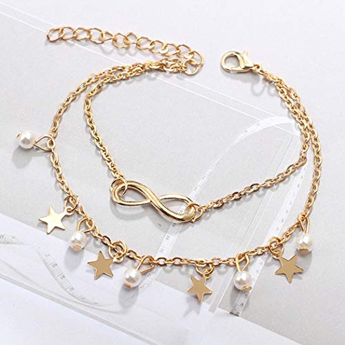 image for Shegirl Boho Infinite Anklet Bracelets Gold Layered Stars Anklet Chain