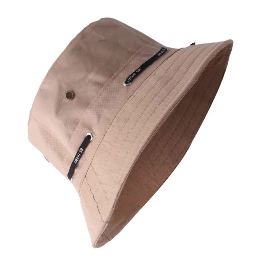 Adjustable Sun Bucket Hat for Women Cotton Hats Teenagers Girls Wide Brim Floppy Summer Beach Fisherman Caps UPF 50+ UV Packable (Beige)-image-8