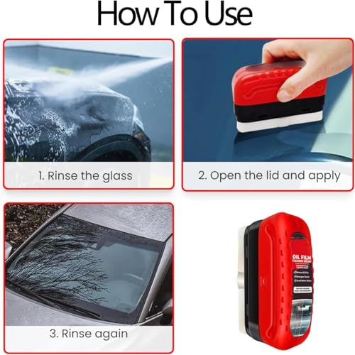 Image of Plastic Oil Film Cleaning Brush,Glass Cleaning Tool with Hydrophobic Coating for Windshield,Improves Clarity and Visibility,Ideal for Removing Oil Film,Dirt,and Grime,15 cm,Multicolor
