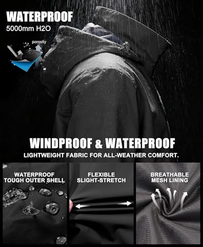 Image of Little Donkey Andy Mens Waterproof Rain Jacket Lightweight Windbreaker Hooded Jacket Packable Raincoat for Outdoor Hiking