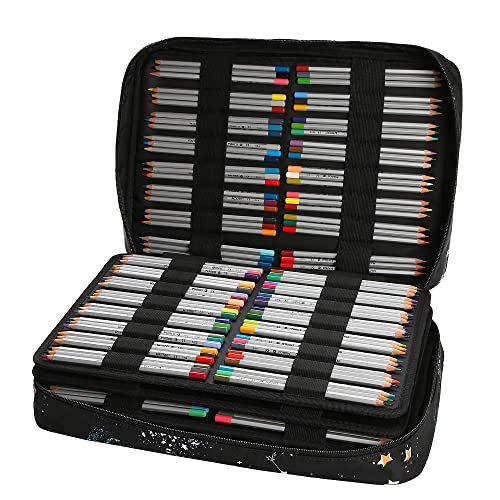 Image of Lbxgap Portable Colored Pencil Case 480 Slots Pencil Case or 320 Gel Pen Case Large Capacity Pencil Organizer with Handle Strap Handy Colored Pencil Box for Artist