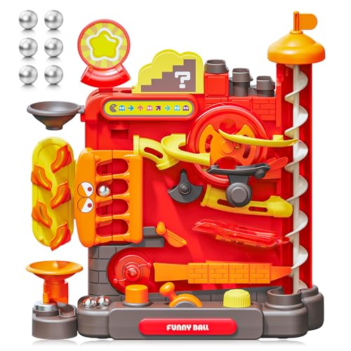 pamexin Marble Maze Challenge Toy for Kids Ages 5+, Marble Run Puzzle with 3 Control Levers, 7 Difficulty Levels & 6 Steel Balls Educational STEM Gift for Boys & Girls