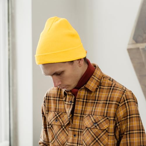 Image of ZOORON 1&2 Packs Beanie for Men Women Men's Beanie Hat Acrylic Knit Cuff Beanie Cap Slouchy Knit Skull Cap Warm Winter hat