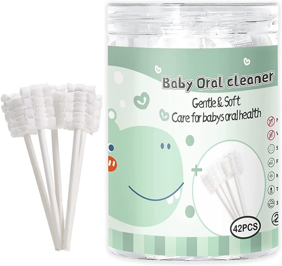 JuZhenQX Baby Tongue Cleaner, Baby Toothbrush,102Pcs Disposable Infant Toothbrush Clean Baby Mouth, Gauze Gum Cleaner Toothbrush Baby Oral Cleaning Stick Dental Care for 0-36 Month Baby
