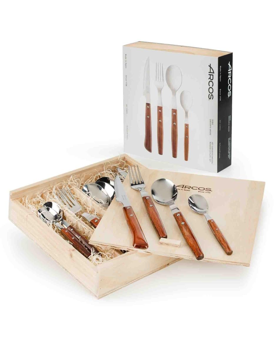 Arcos Serie Gregorio Arcos Besteckset, 16-teilig, Edelstahl, Holzgriffe, Braun