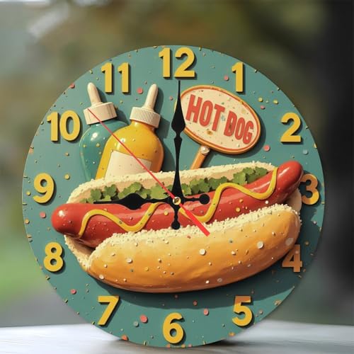 Reloj de pared silencioso de madera de 10 pulgadas miniatura 1