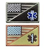 Antrix 2 Pieces Military USA American Flag/EMS EMT Star of Life Medical Paramedic Medic Patches Tact
