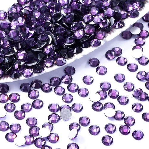 Image of Tanzanite Flatback Rhinestones, Glass Rhinestones for Nail Art and Craft, Glue Fix, Loose Crystal Gemstones(Tanzanite, SS12, 1440pcs, 2.9-3.0mm)