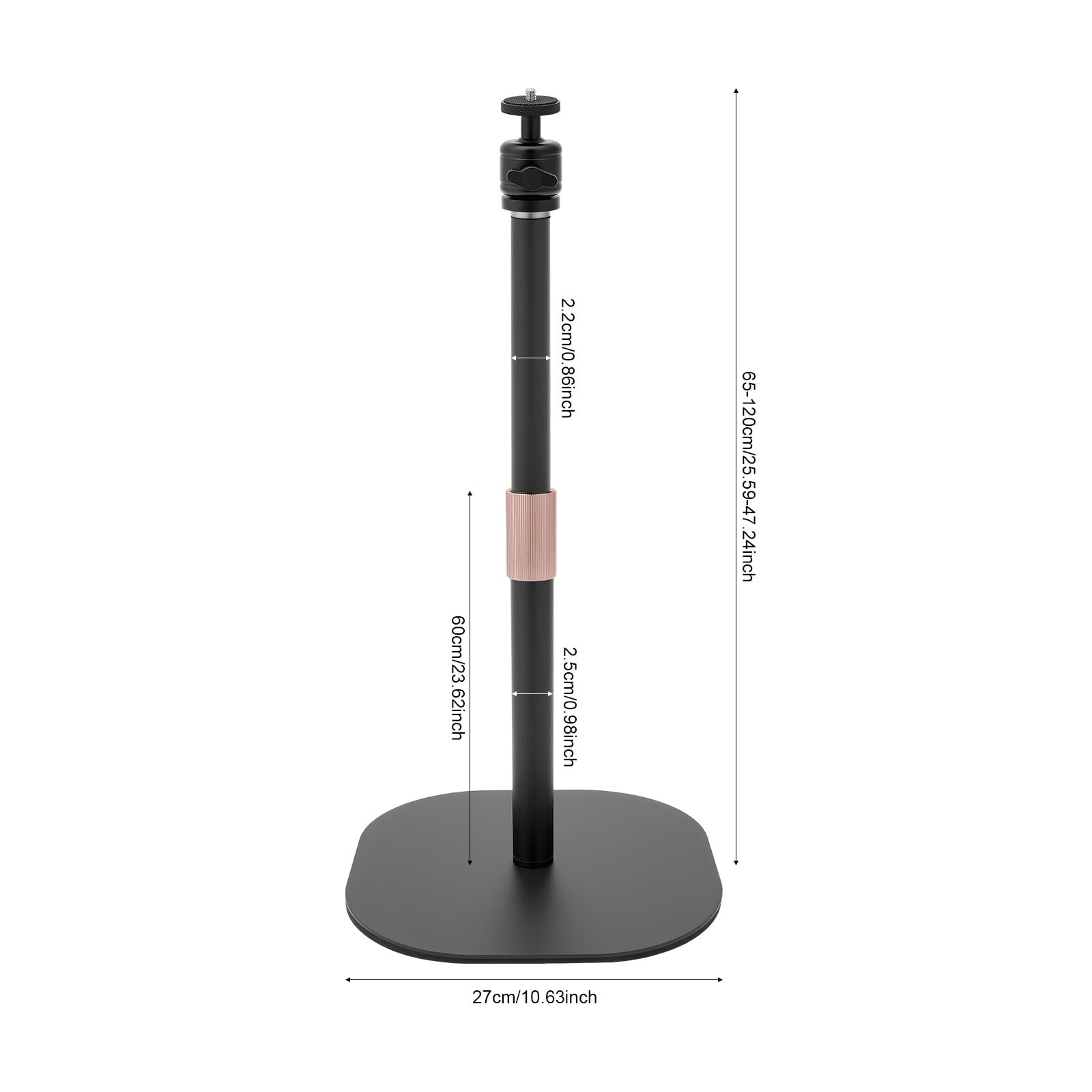 Supporto per proiettore, altezza regolabile 65-120 cm, girevole a 360°, inclinabile, universale con filettatura da 1/4", portata fino a 3 kg, per videoproiettore webcam, nero