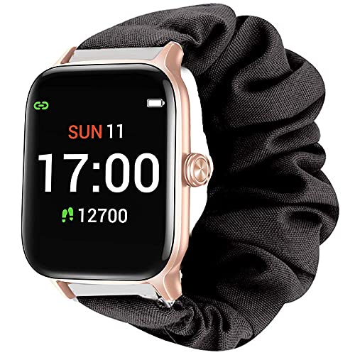 LvBu Cinturino compatibile con Letsfit EW1, morbido elastico per capelli per smartwatch Letsfit EW1 / Letsfit IW1 / Letsfit EW2 e Nessun metallo, colore: Nero
