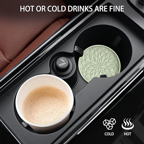 Image of ME.FAN Car Coasters for Cup Holders [4 Pack] - 2.75In Silicone Auto Mug Mats - Universal Non-Slip Recessed Car Interior AccessoriesDesert Sage
