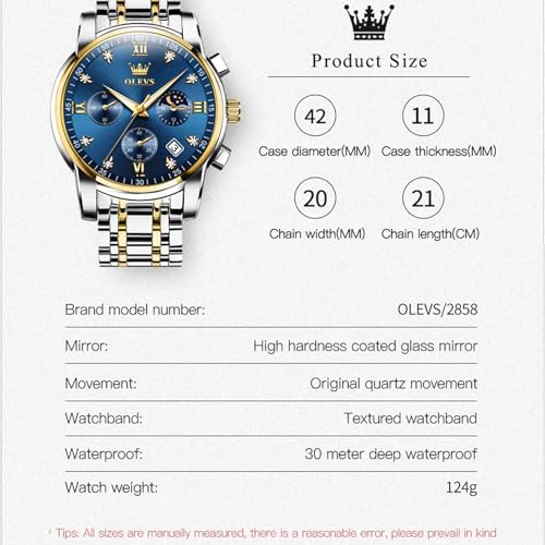 Image of OLEVS Men's Analog Watch Multi Color Business Stainless Steel Waterproof Luminous Quartz Watch Luxury Leisure Date Simulation Original Bowl Watch (In-2858- Multicolor White ?)