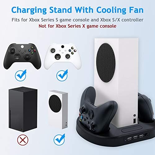 Mcbazel Vertical Controller Charger Stand for Xbox Series S, Dual Cooling Fan Charging Station with USB Ports Compatible with Xbox Series S Console