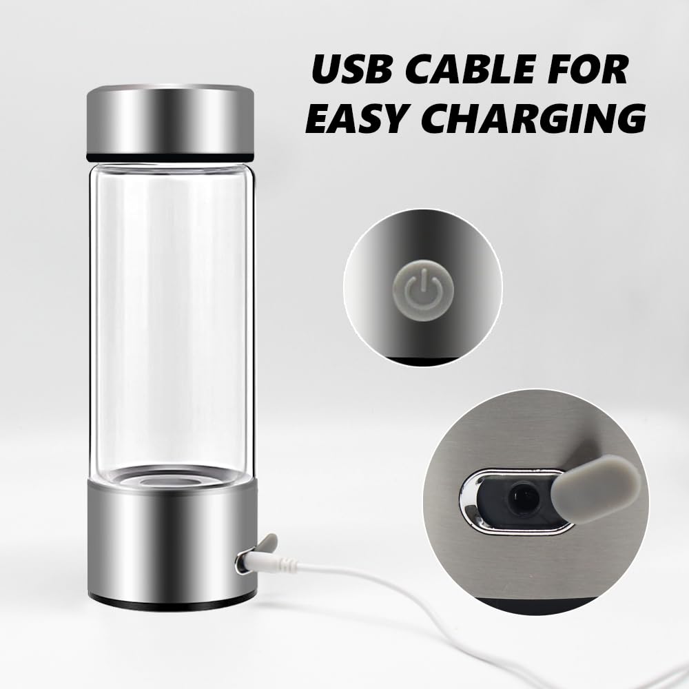 Bouteille à Eau Hydrogène, Bouteille d'eau Portable pour Hydrogène, 420 ML Bouteille d'eau d'hydrogène, Chargement USB Portable pour la Maison, le Bureau et les Voyages