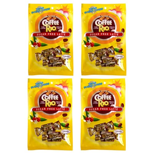 Coffee Rio Sugar Free Latté Coffee Candy, Pack of 4 (3 oz Each) - Individually Wrapped Sugar Free Hard Candies Blended w/Fresh Dairy Cream - Perfect for Office Candy Bowl, Buffet - Kosher Certified