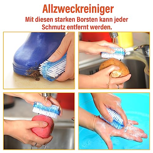AMATHINGS Handwaschbürste doppelseitig für gründliches universelles Reinigen (Blau) – Nagelbürste Handbürste (3 Stück) – Reinigungsbürsten ideal für Oberflächen und Hände