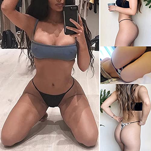 Kuku Panda Cotton Thongs For Women Sexy Seamless Woman G String Panties 3 Pack Set (Black/Red/White, Medium) #TOP2