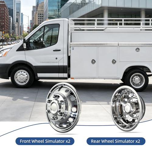 Image of 16 Wheel Simulators,6 Lug 12Vent Holes Stainless Steel Wheel Cover,Polished Surface,Snap On Wheel Hub Caps Compatible with 2015-2025 Transit T-350 HD