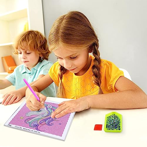 Image of PATPAT DIY 5D Diamond Art Kit for Kids - Unicorn Diamond Painting with Frame & Tool - Desk Decoration for Kids 5-12 Years Old