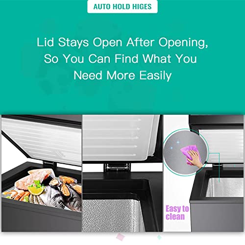 Antarctic Star 2.7 Cu. Ft Chest Freezer 6.8℉To -4℉With Removable Basket Free Standing Top Open Door Compact Freezer With Adjustable Temperature Defrost Water Drain/Power Saving Black #TOP5