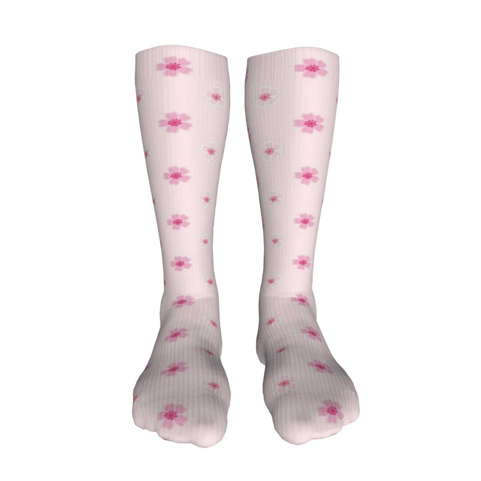 Melbrakin Compression Socks for Women Men Sakura On A Pink Knee High Athletic Socks Casual Tube Stockings for Outdoor Sport