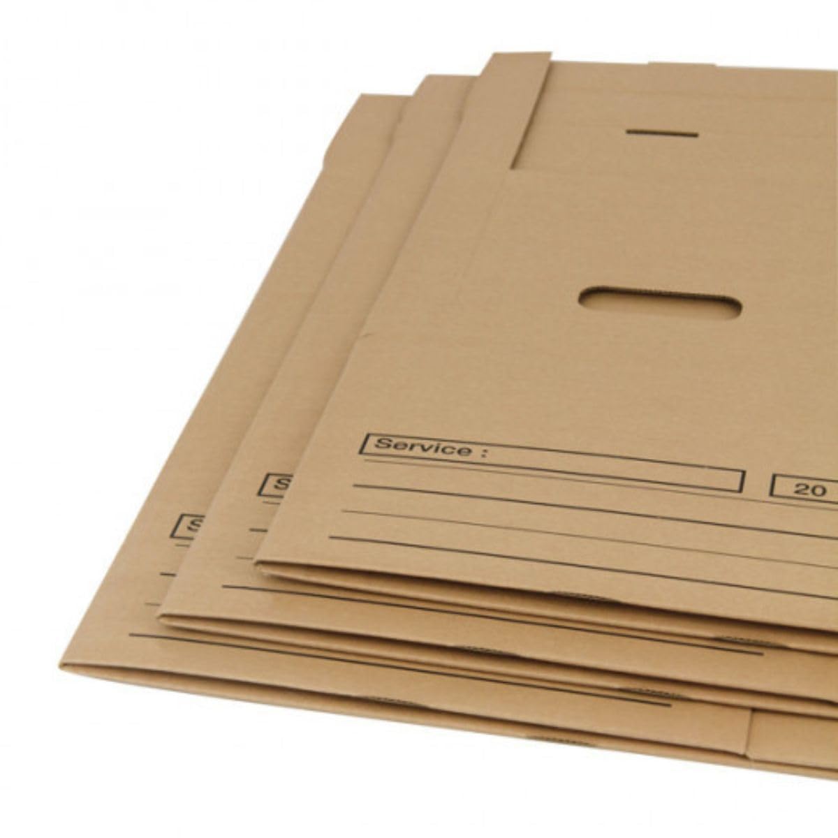 Générique Lot de 5 Boîtes Carton Couvercle Rabat Intégré | 52x35x25CM | Caisse de Rangement et Classement Archives - Stockage | Poignées de Transport | 100% Recyclé | Marquage Imprimé |