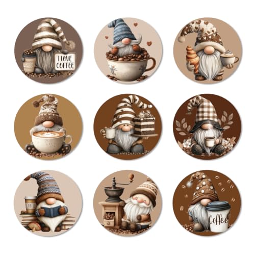 ANATTASOUL 9Pcs Gnomo del Café Posavasos De Corcho, Posavasos De Corcho De Madera, Reutilizables, Redondos, Posavasos De Corcho, Taza Absorbente para Café, Bar, Cocina, Restaurante