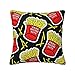 Housse De Coussin Frites Boîtes Rouges Pommes De Terre Frites Taies d'oreiller Décoratives Coussin Canapé pour Canapé Maison Salon Chambre Décoration D'Intérieur, 45x45 cm