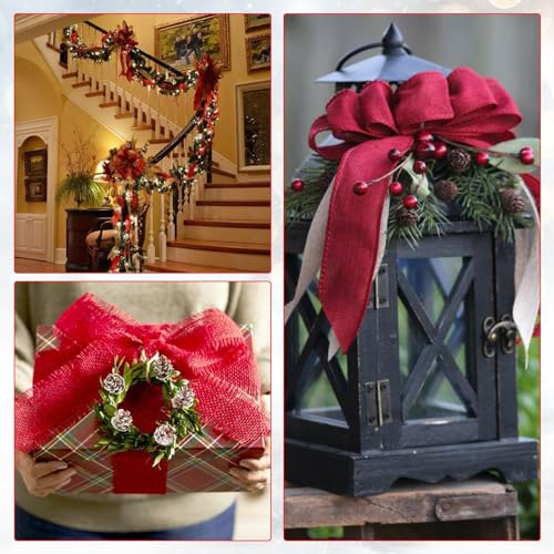 G2PLUS 10M Rot Juteband Burlap Band Vintage Geschenkband 4cm Breit Sackleinen Band Dekoband Juteband für DIY Handwerk Weihnachten Deko Hochzeit Party