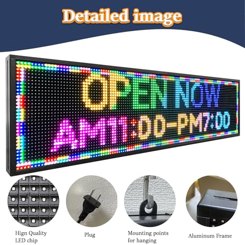 Image of Programmable LED Sign Outdoor Digital Signage Display, P10 52X14 inch Full-Color LED Display Screen for Business & Store Advertising