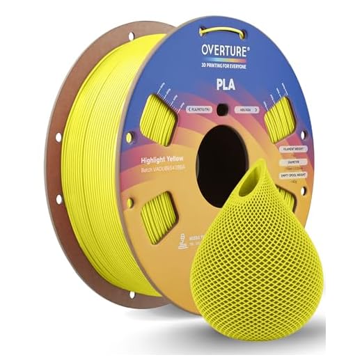OVERTURE High Speed PLA Filament 1.75mm, Neatly Wound 3D Printer Filament 1kg Spool (2.2lbs) Rapid PLA, Dimensional Accuracy +/- 0.02 mm, Fit Most FDM 3D Printers (Highlight Yellow)