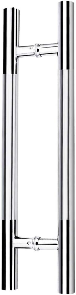 Polished Brushed Stainless Steel Round Pipe Glass Door Push-Pull Handle,Wooden Barn Door Sliding Handle,7 Sizes(80×60cm) (Size : 60x40cm)
