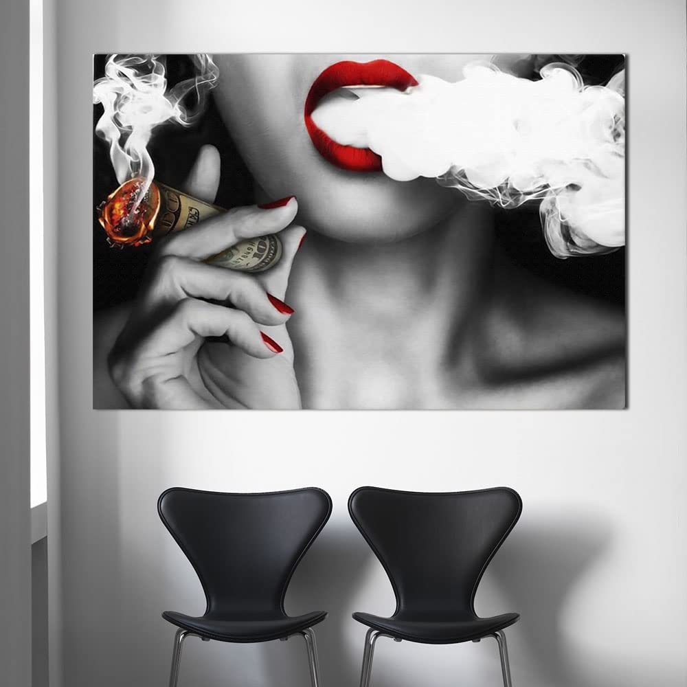 Peinture à l'huile femme avec argent pour décoration murale salon et bureau chic