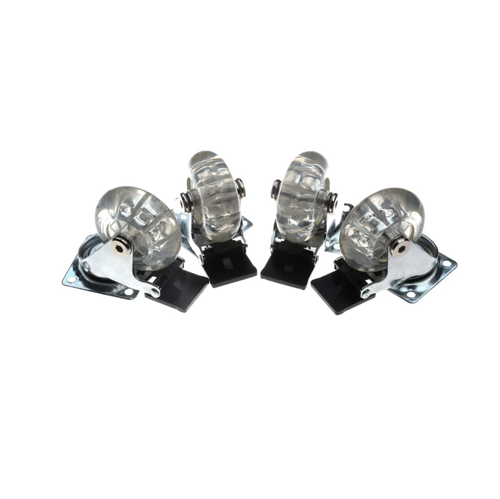 Lot de 4 roulettes pivotantes en Plastique Transparent de 2 Pouces, très résistantes, avec Frein, pour Chaise de Bureau